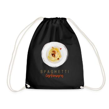 Spaghetti Carbonara Pasta Noodle Gourmet Design - Drawstring Bag - black - Front