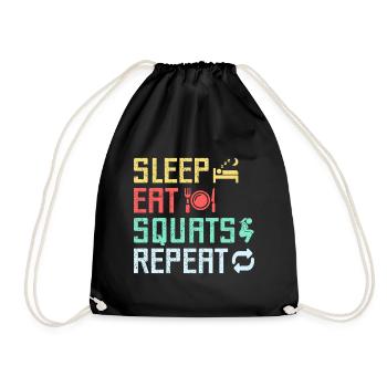 Fitness Fanatics Sleep Eat Squats Repeat - Drawstring Bag - black - Front