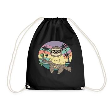 Cooles Faultier Retro Sommer Palmen - Turnbeutel - Schwarz - Vorne