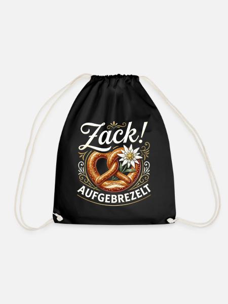 Mei Dirndl is in da Wäsch Trachtenshirt Damen - Turnbeutel - Schwarz