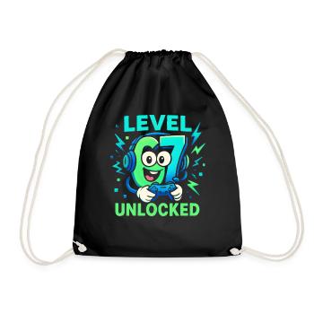 Level 67 Unlocked Six Seven Italian Brainrot Gamer - Drawstring Bag - black - Front