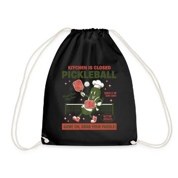 Pickleball Kitchen Is Closed Funny Love Pickleball - Drawstring Bag - black - Front