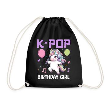 K Pop Birthday Girl - Drawstring Bag - black - Front