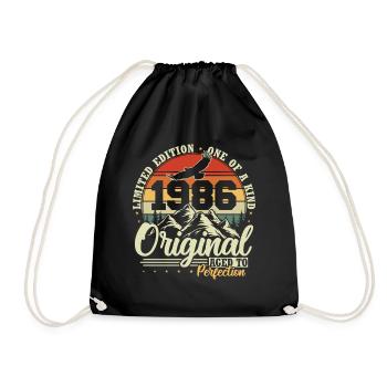 Cadeau d’anniversaire vintage original de 1986 - Sac de sport léger - noir - Devant