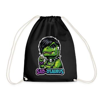 Emo Dinosaur, Sad Dino, Emotional - Drawstring Bag - black - Front
