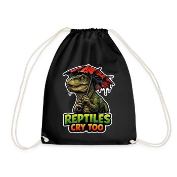 Emo Dinosaur, Sad Dino, Emotional - Drawstring Bag - black - Front