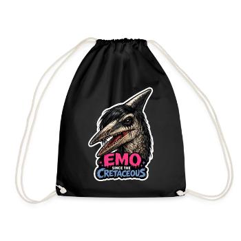Emo Dinosaur, Sad Dino, Emotional - Drawstring Bag - black - Front