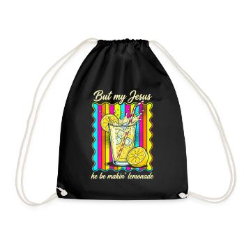 Jesus macht Limonade – Bunter Retro-Print - Turnbeutel - Schwarz - Vorne