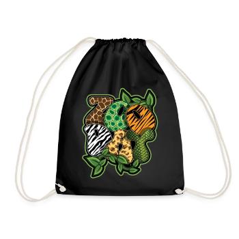 Safari Animals Zoo Party Jungle Zoo Birthday - Drawstring Bag - black - Front
