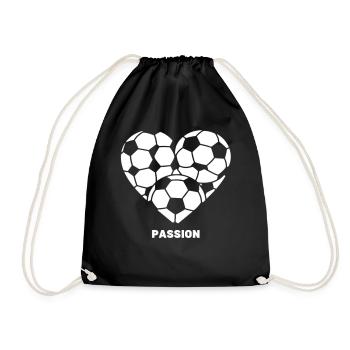 Fußball Herz Passion Soccer Fan - Turnbeutel - Schwarz - Vorne