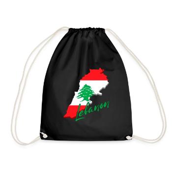 Karte mit Libanon-Flagge, ich liebe Libanon - Turnbeutel - Schwarz - Vorne