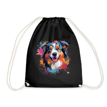 Australian Shepherd Bunte Hunde-Splash-Kunst - Turnbeutel - Schwarz - Vorne