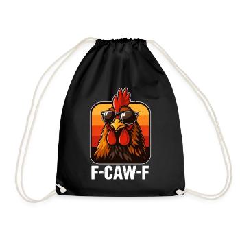 F-Caw-F Chicken Rooster Funny Meme Graphic - Drawstring Bag - black - Front