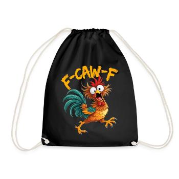 F-Caw-F Chicken Rooster Funny Meme Graphic - Drawstring Bag - black - Front