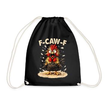 F-Caw-F Chicken Rooster Funny Meme Graphic - Drawstring Bag - black - Front