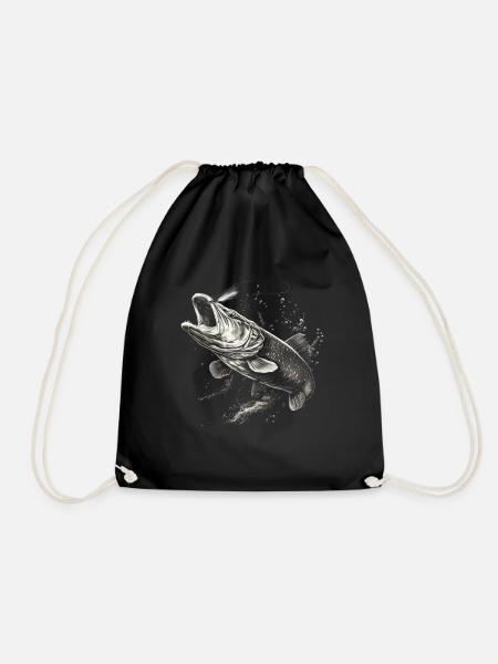 Hecht Angler - Turnbeutel - Schwarz