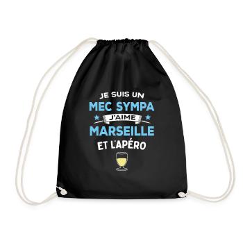 Mec Sympa Marseille Apéro Humour Cadeau - Sac de sport léger - noir - Devant