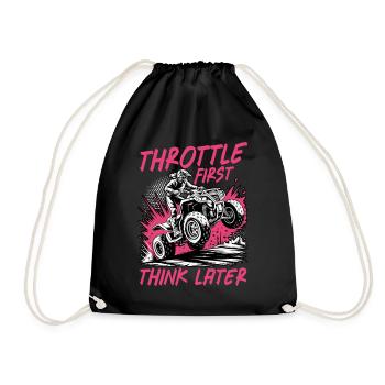 Quad ATV Woman Girl Four Wheeler - Drawstring Bag - black - Front