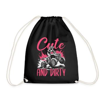 Quad ATV Woman Girl Four Wheeler - Drawstring Bag - black - Front