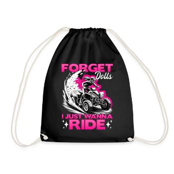 Quad ATV Woman Girl Four Wheeler - Drawstring Bag - black - Front