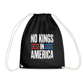 No Kings In America Distressed Patriotic Design - Drawstring Bag - black - Front