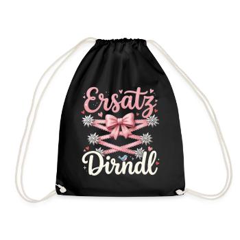 Trachtenshirt Damen Trachten T-Shirt Dirndl Ersatz - Turnbeutel - Schwarz - Vorne