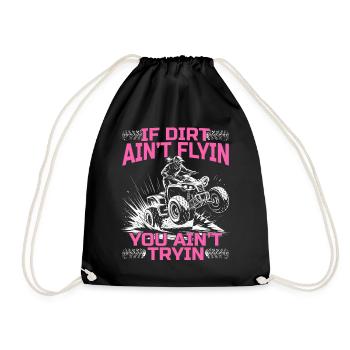 Quad ATV Woman Girl Four Wheeler - Drawstring Bag - black - Front