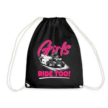 Quad ATV Woman Girl Four Wheeler - Drawstring Bag - black - Front