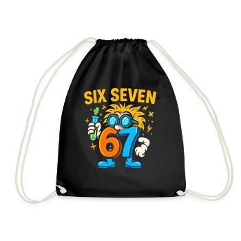 Six Seven 67 Science Humor Nerd Gift Idea - Drawstring Bag - black - Front