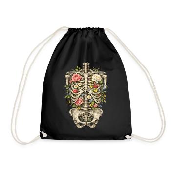 Skeleton Flower Nature Floral Gothic Fairycore - Drawstring Bag - black - Front
