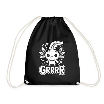 Winged Grump Axolotl - Drawstring Bag - black - Front