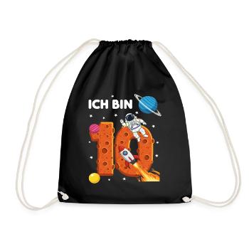 Ich bin 10 Astronaut Weltraum Geburtstag - Turnbeutel - Schwarz - Vorne
