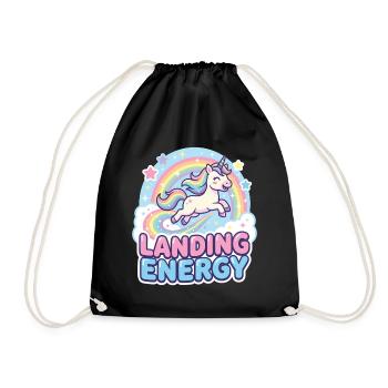 Landing Energy Unicorn Rainbow - Drawstring Bag - black - Front