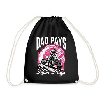 Quad ATV Woman Girl Four Wheeler - Drawstring Bag - black - Front