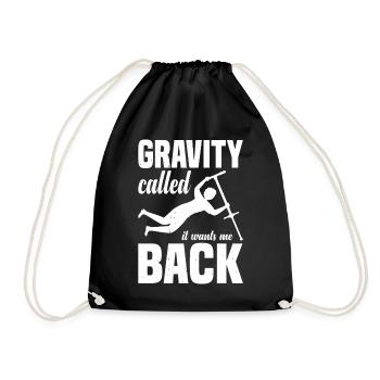 Gravity called it wants me back Pogo Stick Jumping - Drawstring Bag - black - Front
