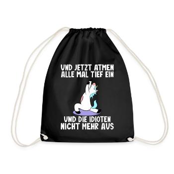 Yoga Einhorn Sarkasmus Lustiger Spruch - Turnbeutel - Schwarz - Vorne