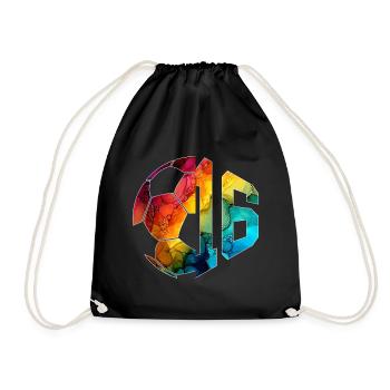 NON. 16 FOOTBALLEUR NUMÉRO 16 FOOTBALL 16E ANNIVERSAIRE - Sac de sport léger - noir - Devant