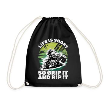 Quad ATV Boy Men Four Wheeler - Drawstring Bag - black - Front