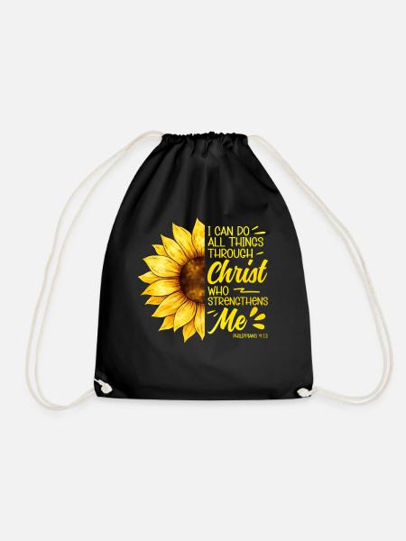 Inspirierende Christliche Sonnenblumen Jesus - Turnbeutel - Schwarz