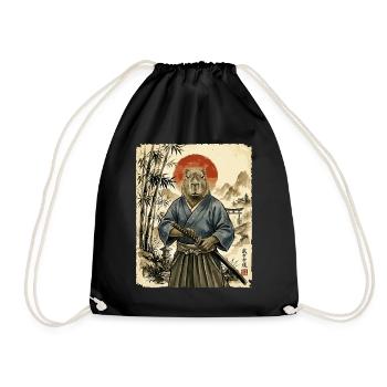 Samurai, Capybara, Japanische Kunst, Anime - Turnbeutel - Schwarz - Vorne