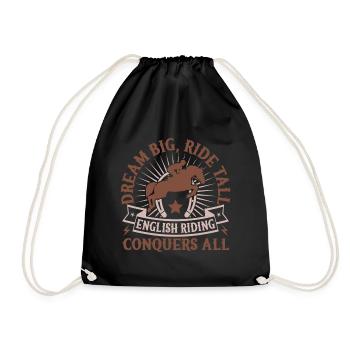 Hobby Horse Rider RIde Conquers All English Riding - Turnbeutel - Schwarz - Vorne