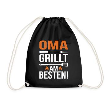 Oma Grillt Am Besten - Turnbeutel - Schwarz - Vorne