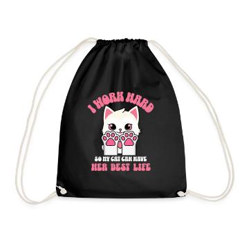 Je travaille dur pour que mon chat puisse avoir une vie meilleure - Sac de sport léger - noir - Devant