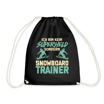 Snowboarden BIN KEIN SUPERHELD SONDERN SNOWBOARD - Turnbeutel - Schwarz - Vorne