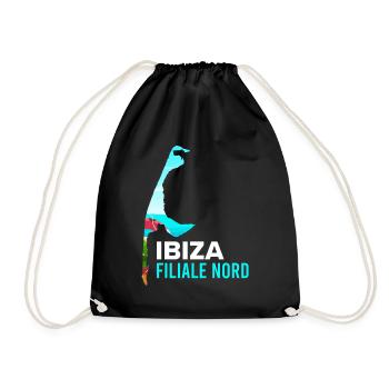Nordsee Urlaub IBIZA FILIALE NORD Lustiges - Turnbeutel - Schwarz - Vorne