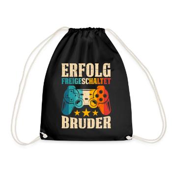 Familie Set ERFOLG FREIGESCHALTET BRUDER LUSTIG - Turnbeutel - Schwarz - Vorne