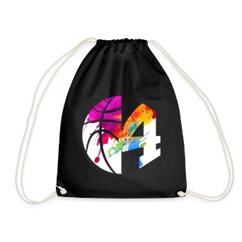 NR. 4 BASKETBALL NUMMER 4 BASKETBALL 4. GEBURTSTAG - Turnbeutel - Schwarz - Vorne