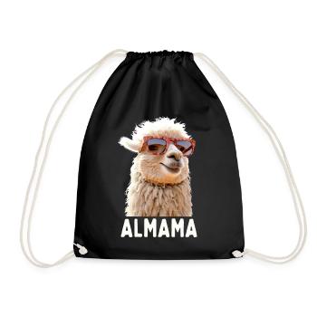 Almama Sweet Alpaca Mom Mother's Day Llama Mom Mom - Drawstring Bag - black - Front
