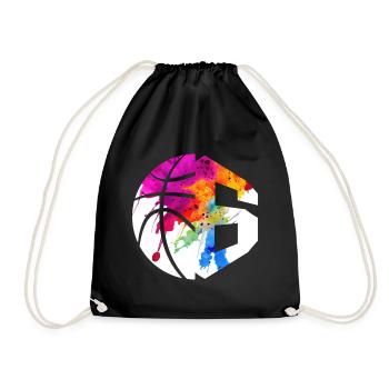 NR. 6 BASKETBALL NUMMER 6 BASKETBALL 6. GEBURTSTAG - Turnbeutel - Schwarz - Vorne