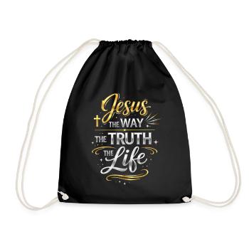 Verset biblique de Jésus, La voie de la vérité, la vie - Sac de sport léger - noir - Devant